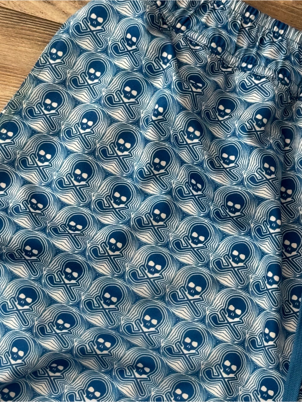 Robert Graham Swim Trunks Shorts Men XL Blue Skull Print Compression Lined Surf